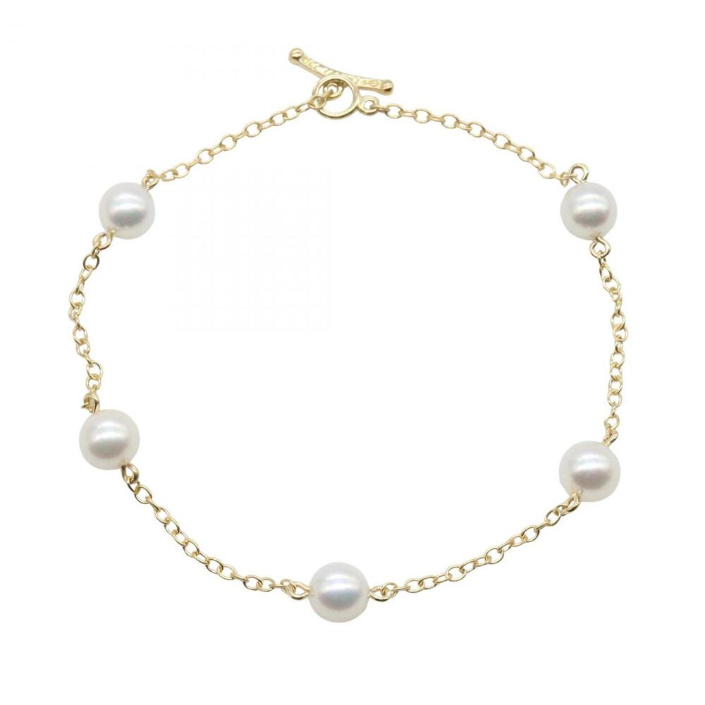 TIFFANY Authentic 18k Gold Pearl Charm Bracelet
